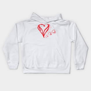 Hand Drawn Red Hearts Kids Hoodie